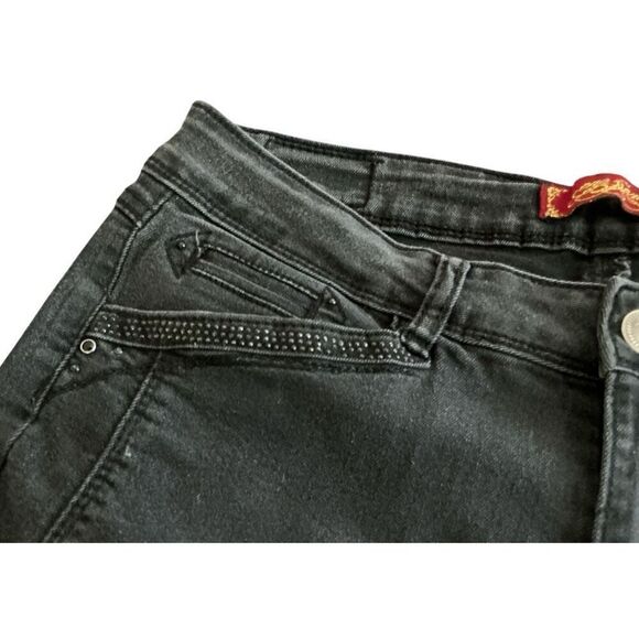 One 5 One Black Embellished Capri Pedal Pusher Jeans 8 - Picture 3 of 6